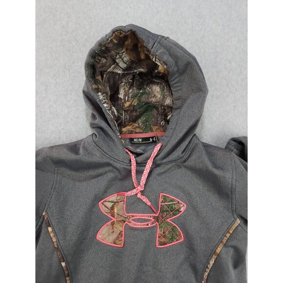 Under Armour Storm Gray Hoodie Sweatshirt Hunting Camo Pink Womens Size MEDIUM - Picture 12 of 13